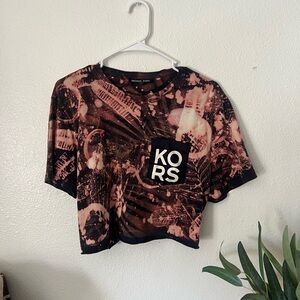 Michael Kors Black and Pink Crop Graphic Tee